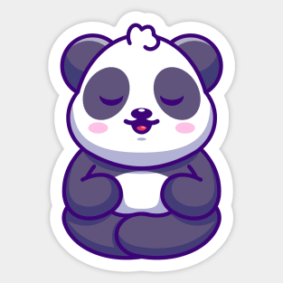 Cute baby panda meditation cartoon Sticker